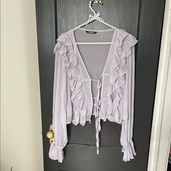 SHEIN Tops - SHEIN Romantic Purple Long Sleeve Ruffled Blouse